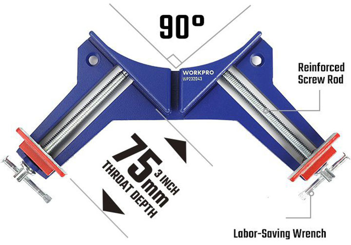 75mm Êtô vuông kẹp góc cố định 90 độ Workpro WP232043