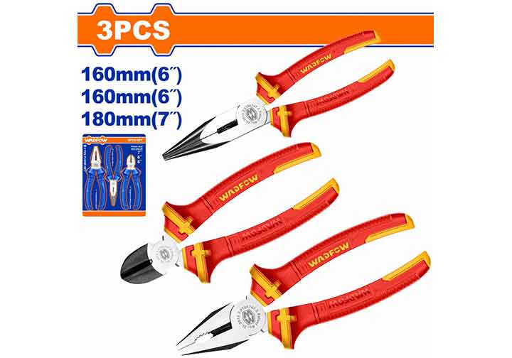 Bộ 3 kìm cắt, điện và mũi nhọn cách điện Wadfow WPS0633